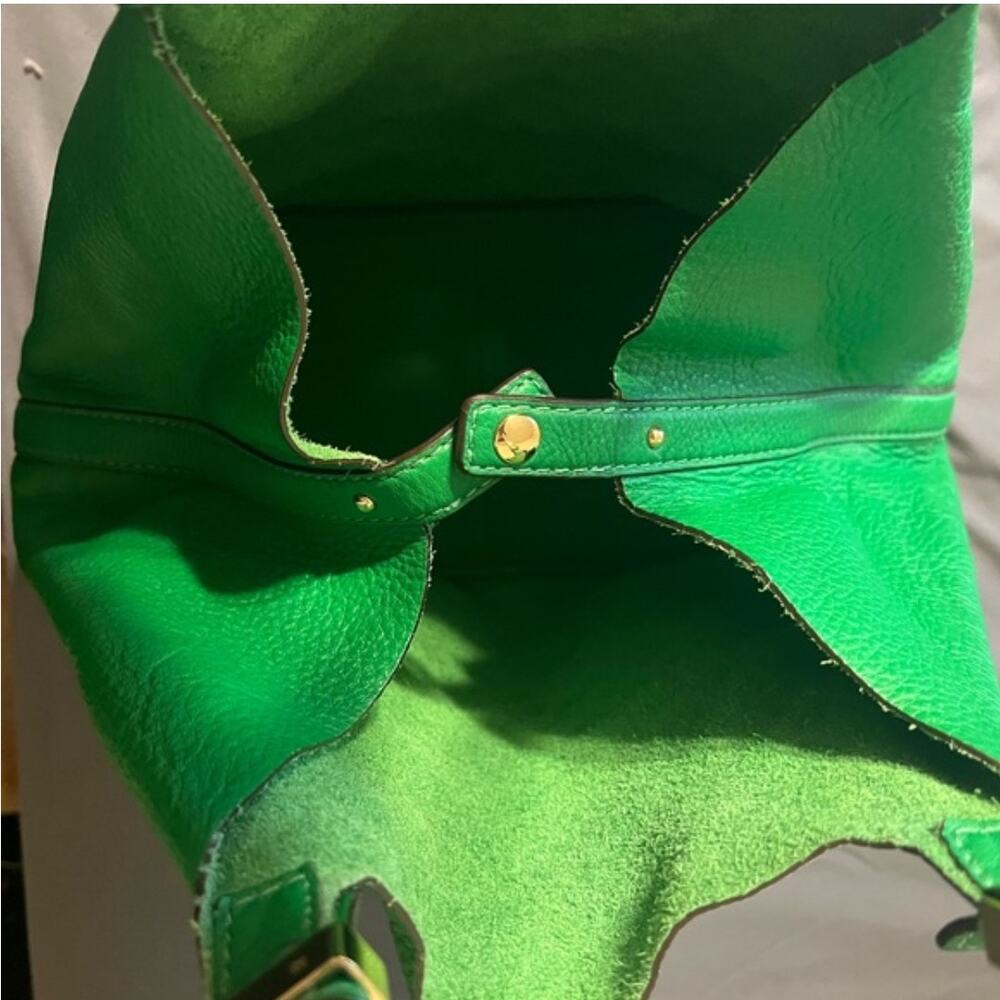 Michael Kors Kelly Green Colgate Reversible Tote Leather Suede Bag Versatile - Picture 3 of 3